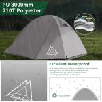 TENPLAY 2Person CampingTent,Lightweight,BackpackingTent,210T Polyester PU3000mm,Waterproof,Windproof,Two Doors,Easy Setup,Double Layer,Outdoor,Family,Camping,Hunting,Hiking,Mountaineering,Travel(GREY)