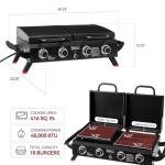 Royal Gourmet GD4002TP 4 Burner Propane Gas Grill and Griddle Combo with Hood, 2-in-1 Portable Grill Griddle Combo with 40,000 BTUs Output for Camping, Tailgating, Backyard, Black