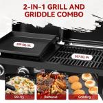 Royal Gourmet GD4002TP 4 Burner Propane Gas Grill and Griddle Combo with Hood, 2-in-1 Portable Grill Griddle Combo with 40,000 BTUs Output for Camping, Tailgating, Backyard, Black