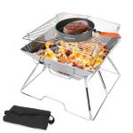 Folding Stainless Steel Campfire Grill with Carry Bag