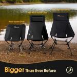MOON LENCE Oversized High Back Camping Chair with Pillow for Adults, Height Adjustable Folding Camping Chair with 400 lbs Capacity, Hidden Pillow Pocket for Camping, Hiking, Picnics, Black