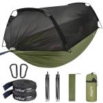 Sunyear Camping Hammock Tent - Portable Hammocks with Mosquito Net (Single/Double, 500lbs Capacity) - Anti-Rollover & Spacious Design with 2 Tree Straps for Hiking, Backpacking, Indoor/Outdoor Use