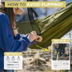 Sunyear Camping Hammock Tent - Portable Hammocks with Mosquito Net (Single/Double, 500lbs Capacity) - Anti-Rollover & Spacious Design with 2 Tree Straps for Hiking, Backpacking, Indoor/Outdoor Use