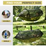 Sunyear Camping Hammock Tent - Portable Hammocks with Mosquito Net (Single/Double, 500lbs Capacity) - Anti-Rollover & Spacious Design with 2 Tree Straps for Hiking, Backpacking, Indoor/Outdoor Use