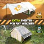 Inflatable Tent with Skylight & Awning, Quick Setup Blow Up Tents with Pump, Hot Tent with Stove Jack, Waterproof Oxford Inflatable House for Camping, Air Glamping Tents for Camping Adult 4-6 Person