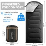 FARLAND Sleeping Bags 30℉ for Adults Teens Kids with Compression Sack Portable and Lightweight for 3-4 Season Camping, Hiking,Waterproof, Backpacking and Outdoors
