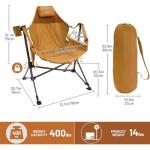 TIMBER RIDGE Hammock Camping Chair, Oversized Swinging Hammock Chair with Adjustable Back and Seat for Outdoor Lawn, Sports, Supports 400lbs, Orange