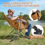 TIMBER RIDGE Hammock Camping Chair, Oversized Swinging Hammock Chair with Adjustable Back and Seat for Outdoor Lawn, Sports, Supports 400lbs, Orange