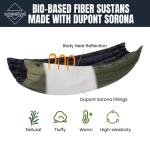Onewind Camping Hammock Underquilt, Dupont Sorona Insulation Under Quilt, Lightweight Warm Hammock Quilts for Winter Camping, Hiking, Backpacking, OD Green