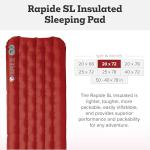 Big Agnes Rapide SL - Insulated Sleeping Pad, Ultralight, All Season Compact Backpacking and Hiking, Pumphouse Sack Included, Orange, 20x72 Regular