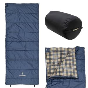 Browning Voyager 20° Rectangular Sleeping Bag – Cold Weather Camping Sleeping Bag with TechLoft Silver Insulation, Water-Resistant Shell & Stuff Sack for Camping, RV & Outdoor Travel