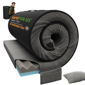 Releep 3 Inch Twin Dual-Sided Memory Foam Camping Mattress, Waterproof Camping Sleeping Pad with Portable Pillow & Carry Bag, Roll Up Cot Mattress Mat for Guest Bed/Car/Tent