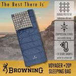 Browning Voyager 20° Rectangular Sleeping Bag – Cold Weather Camping Sleeping Bag with TechLoft Silver Insulation, Water-Resistant Shell & Stuff Sack for Camping, RV & Outdoor Travel