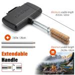 CretFine Extendable XL Pie Irons Cast Iron Sandwich Maker for Indoor & Outdoor Use, Camping Cookware with Storage Bag & Recipes & 50 DeliPaper (2 Packs)