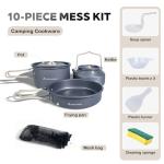 DA DINITHRON 10-Piece Non-Stick Silicone Handle Camping Cookware Set, Featuring Heat-Resistant Handles. Includes Medium Pot, Frying pan & 1.1L Kettle Compact Nesting Design Camping Gear Essentials