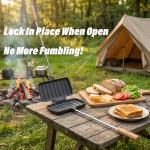 CretFine Extendable XL Pie Irons Cast Iron Sandwich Maker for Indoor & Outdoor Use, Camping Cookware with Storage Bag & Recipes & 50 DeliPaper (2 Packs)