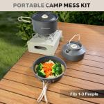 DA DINITHRON 10-Piece Non-Stick Silicone Handle Camping Cookware Set, Featuring Heat-Resistant Handles. Includes Medium Pot, Frying pan & 1.1L Kettle Compact Nesting Design Camping Gear Essentials