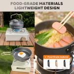 DA DINITHRON 10-Piece Non-Stick Silicone Handle Camping Cookware Set, Featuring Heat-Resistant Handles. Includes Medium Pot, Frying pan & 1.1L Kettle Compact Nesting Design Camping Gear Essentials