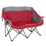 SUNNYFEEL Heated Double Camping Chairs Padded Loveseat Chair for 2 Person Heavy Duty Oversized Camping Couch 600lbs for Adults Portable Outdoor Lawn Chair with Cup Holder for Outdoor Patio RV Camping