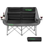 VIVOSUN Double Camping Chair, Fully Padded Folding Loveseat, Oversized Duo Chair with Cup & Wine Glass Holders, Pocket, Armrests & Carry Bag, Supports up to 500lbs