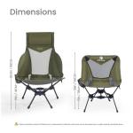 MellowCamp High Back Camping Chair, Oversized Comfort Design Collapsible Camp Chair with Pillow (Green)