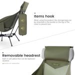 MellowCamp High Back Camping Chair, Oversized Comfort Design Collapsible Camp Chair with Pillow (Green)