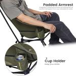 MellowCamp High Back Camping Chair, Oversized Comfort Design Collapsible Camp Chair with Pillow (Green)