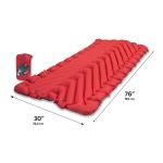 Klymit Insulated Static V Luxe Inflatable Sleeping Pad for Camping, Lightweight Hiking and Backpacking Air Bed For Cold Weather,Red