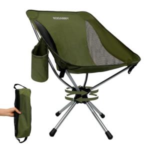 RODANNY Camping Chairs, 360° Degree Swivel Folding Chairs,Portabl Outdoor Chairs for Travel Hiking Fishing lawns Picnic Hunting,Support 305 LBS,Lghtweight,Green
