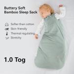 BubblePanda Rayon Made from Bamboo Sleep Sack 6-12 Months 1.0 Tog Soft Toddler Sleeping Sack for Babies 2-Way Zipper Baby Wearable Blanket