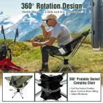 RODANNY Camping Chairs, 360° Degree Swivel Folding Chairs,Portabl Outdoor Chairs for Travel Hiking Fishing lawns Picnic Hunting,Support 305 LBS,Lghtweight,Green