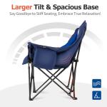 Overmont Oversized XL Camping Chair for Adults - 400lbs Support Heavy-Duty Padded Folding Chair with Side Pocket Cup Holder Cooling Bag for Outdoor Sports Garden Beach Fishing Lawn Blue