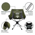 RODANNY Camping Chairs, 360° Degree Swivel Folding Chairs,Portabl Outdoor Chairs for Travel Hiking Fishing lawns Picnic Hunting,Support 305 LBS,Lghtweight,Green