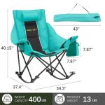 Unisakey Oversized Rocking Camping Chair with Headrest & Cup Holder - 400lbs Capacity, 600D Oxford Fabric, Easy Fold Portable Outdoor Rocker Chair for Camping, Backyard, Beach, Blackgreen