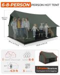 KingCamp Camping Tent 6-8 Person, Canvas Hot Tent with Stove Jack, Waterproof & Windproof Cabin Tent for Family Camping & Outdoor Parties