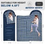 KingCamp 45°F Kids Sleeping Bag, Lightweight Waterproof & Compact Flannel Sleeping Bags Cold Weather & Warm Youth Essentials Gear Accessories for Camping, Fits 10-12 Children up to 4'7"-5'5" Tall