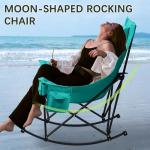 Unisakey Oversized Rocking Camping Chair with Headrest & Cup Holder - 400lbs Capacity, 600D Oxford Fabric, Easy Fold Portable Outdoor Rocker Chair for Camping, Backyard, Beach, Blackgreen