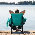 Unisakey Oversized Rocking Camping Chair with Headrest & Cup Holder - 400lbs Capacity, 600D Oxford Fabric, Easy Fold Portable Outdoor Rocker Chair for Camping, Backyard, Beach, Blackgreen