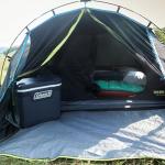 Coleman Carlsbad 4 Person Dark Room Dome Camping Tent with Screen Room, E Ports, Side Windows, and WeatherTec System, Teal Blue/Black