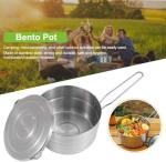 Stainless Steel Camping Pot with Lid and Folding Handle,1.5L Large Capacity Lightweight Bento Pot,Save Space,Suit for Outdoor Camping Trip,Hiking,Backpacking