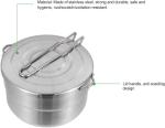 Stainless Steel Camping Pot with Lid and Folding Handle,1.5L Large Capacity Lightweight Bento Pot,Save Space,Suit for Outdoor Camping Trip,Hiking,Backpacking
