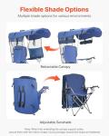 VEVOR Camping Chair with Canopy Shade, Folding Beach Chair with Canopy & Magazine Pocket, 2 Cup Holders, 330 lbs Heavy Duty Support, Carry Bags for Outdoor, Camp, Fishing, Tailgates, Deep Blue