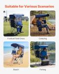 VEVOR Camping Chair with Canopy Shade, Folding Beach Chair with Canopy & Magazine Pocket, 2 Cup Holders, 330 lbs Heavy Duty Support, Carry Bags for Outdoor, Camp, Fishing, Tailgates, Deep Blue