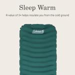 Coleman Inflatable Sleeping Pad Soft & Comfortable with Brushed Knit Surface, Easy Inflatation, Lightweight, Green