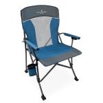 Black Sierra Camping Chair – Folding Portable Lawn & Beach Chair with Padded Hard Armrest, Mesh Vented Back, Spacious, Cup Holder, Carry Bag – Supports 300 lbs for Sports