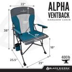 Black Sierra Camping Chair – Folding Portable Lawn & Beach Chair with Padded Hard Armrest, Mesh Vented Back, Spacious, Cup Holder, Carry Bag – Supports 300 lbs for Sports