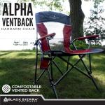 Black Sierra Camping Chair – Folding Portable Lawn & Beach Chair with Padded Hard Armrest, Mesh Vented Back, Spacious, Cup Holder, Carry Bag – Supports 300 lbs for Sports