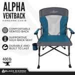 Black Sierra Camping Chair – Folding Portable Lawn & Beach Chair with Padded Hard Armrest, Mesh Vented Back, Spacious, Cup Holder, Carry Bag – Supports 300 lbs for Sports