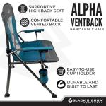 Black Sierra Camping Chair – Folding Portable Lawn & Beach Chair with Padded Hard Armrest, Mesh Vented Back, Spacious, Cup Holder, Carry Bag – Supports 300 lbs for Sports