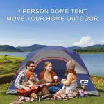 CAMPROS CP 4 Person Tent, Dome Tents for Camping with Rainfly, Waterproof Camping Tent Easy Set Up, Portable Family Tent with Large Mesh Window & Carry Bag for Outdoor Hiking
